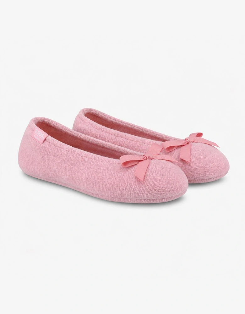 Totes Isotoner TERRY BALLERINA SLIPPERS Womens Full Slippers Pastel Pink