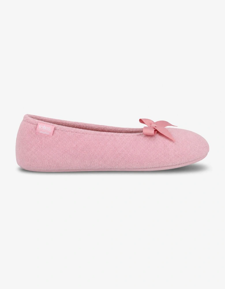 Totes Isotoner TERRY BALLERINA SLIPPERS Womens Full Slippers Pastel Pink