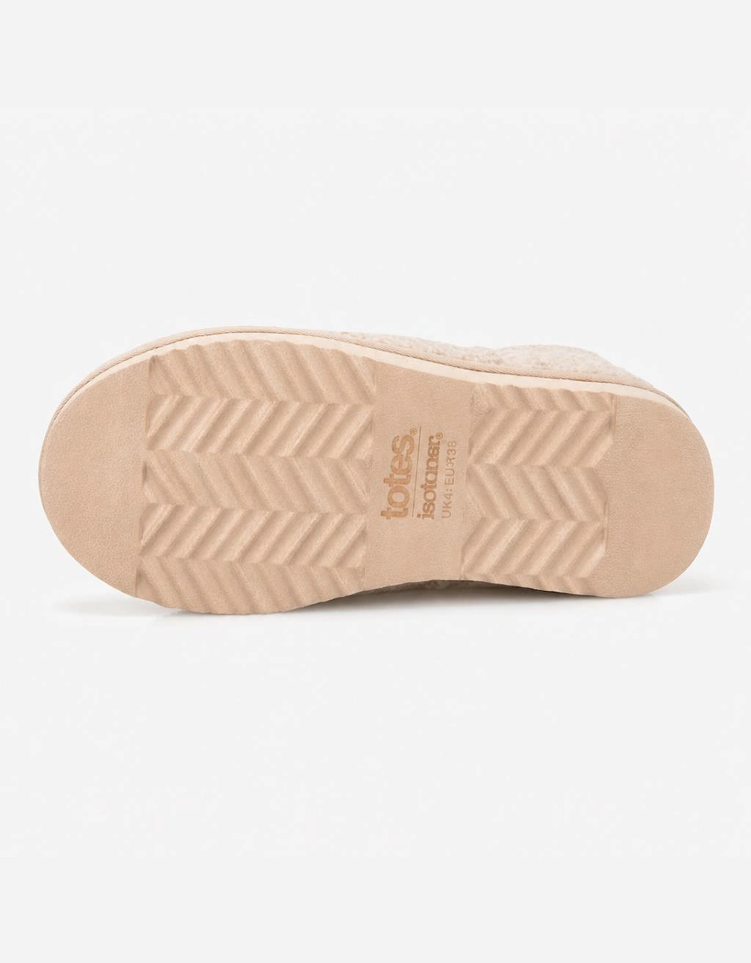Totes Isotoner BORG BOOTIE WITH BACK TAPE DETAIL Womens Slipper Boots Oat