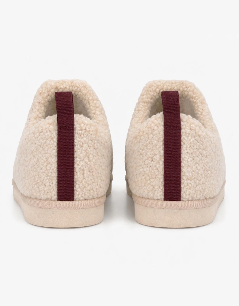 Totes Isotoner BORG BOOTIE WITH BACK TAPE DETAIL Womens Slipper Boots Oat