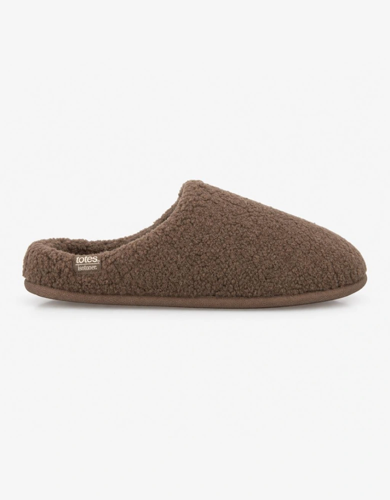 Totes Isotoner BORG SWEPT BACK MULE SLIPPER Womens Mules Brown