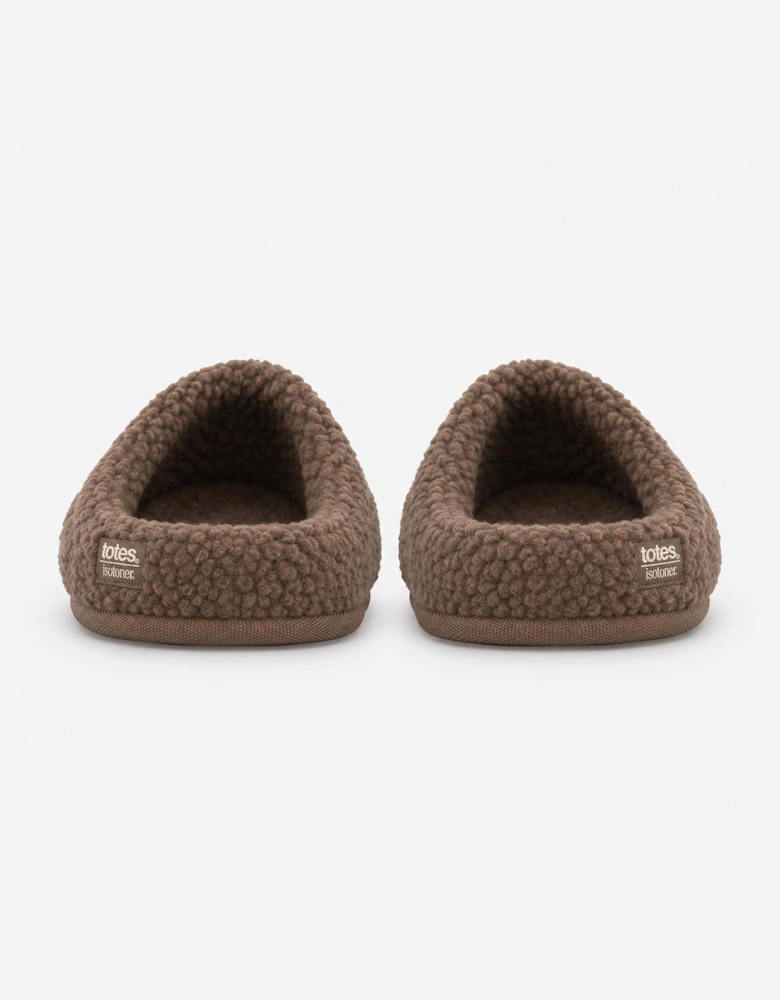 Totes Isotoner BORG SWEPT BACK MULE SLIPPER Womens Mules Brown