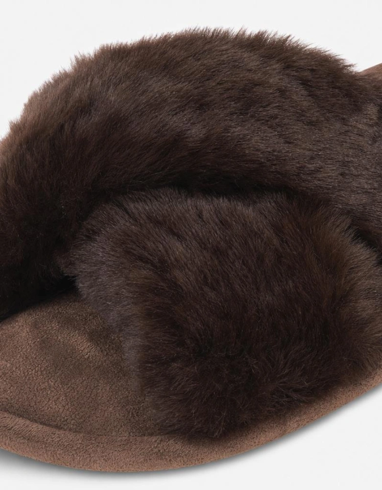 Totes Toasties CROSS FUR SLIDER Womens Mules Chocolate