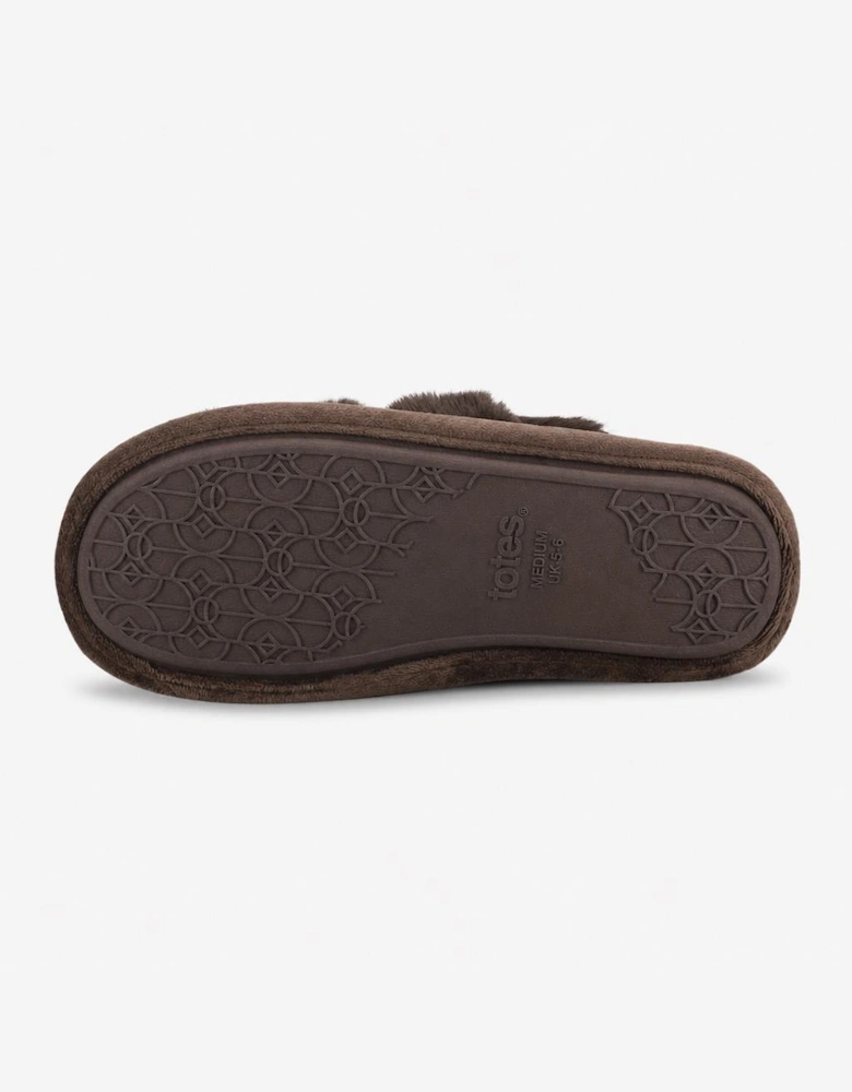 Totes Toasties CROSS FUR SLIDER Womens Mules Chocolate