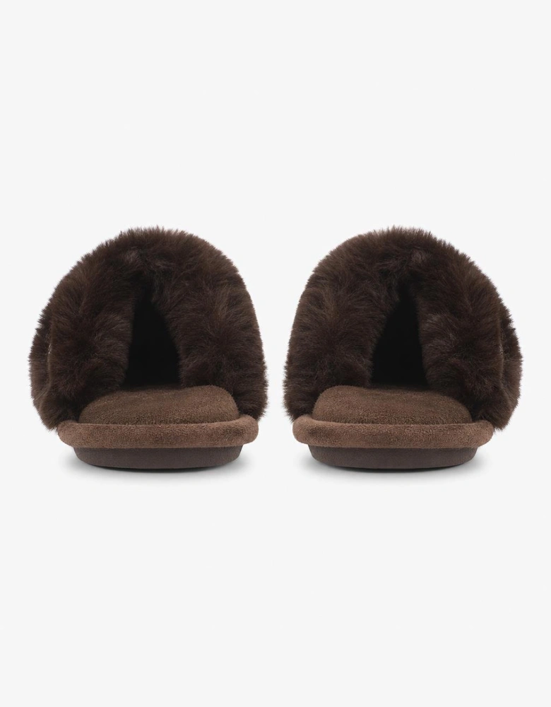 Totes Toasties CROSS FUR SLIDER Womens Mules Chocolate