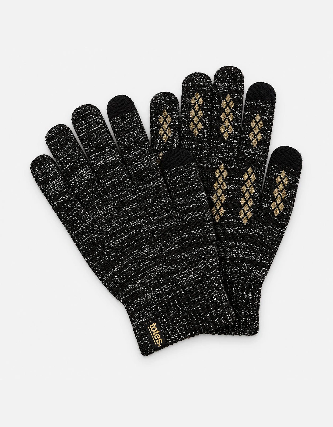 Totes Toasties BRUSHED KNITTED SMARTOUCH GLOVES Womens Touchscreen Gloves Black Sparkle