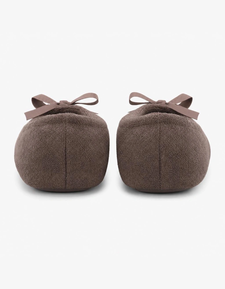 Totes Isotoner TERRY BALLERINA SLIPPER Womens Full Slippers Taupe