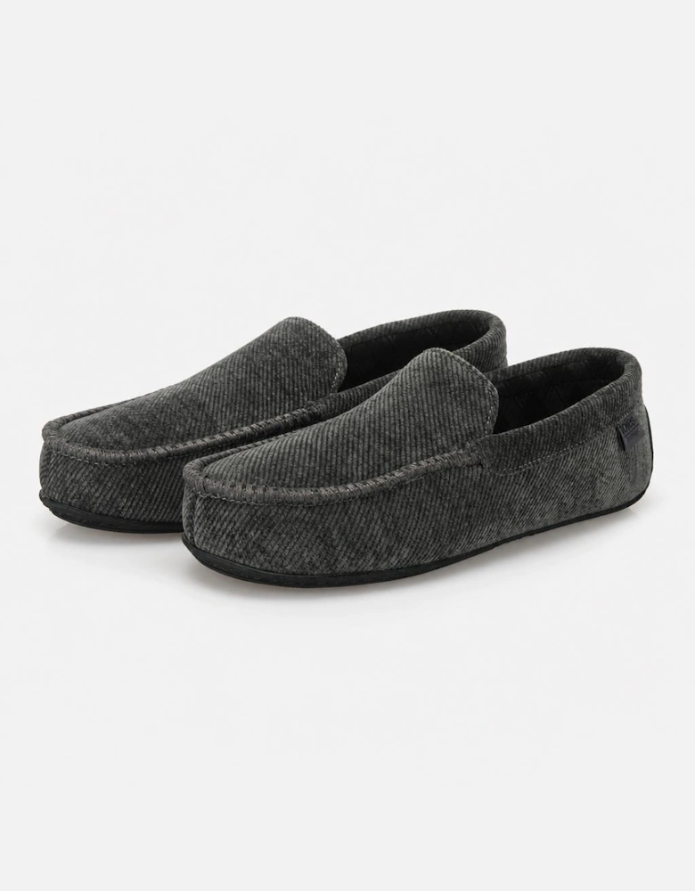 Totes Isotoner SOFT CORD MOCCASIN SLIPPER Mens Moccasins Grey