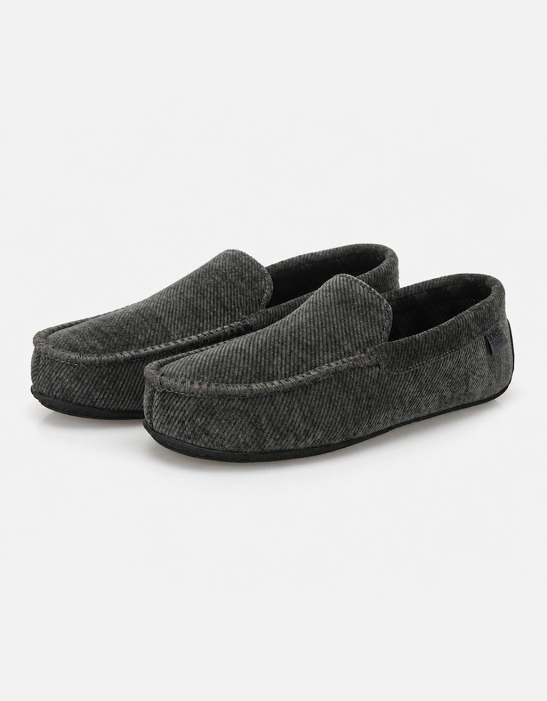 Totes Isotoner SOFT CORD MOCCASIN SLIPPER Mens Moccasins Grey