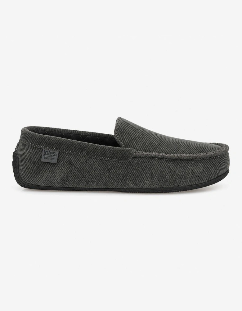 Totes Isotoner SOFT CORD MOCCASIN SLIPPER Mens Moccasins Grey
