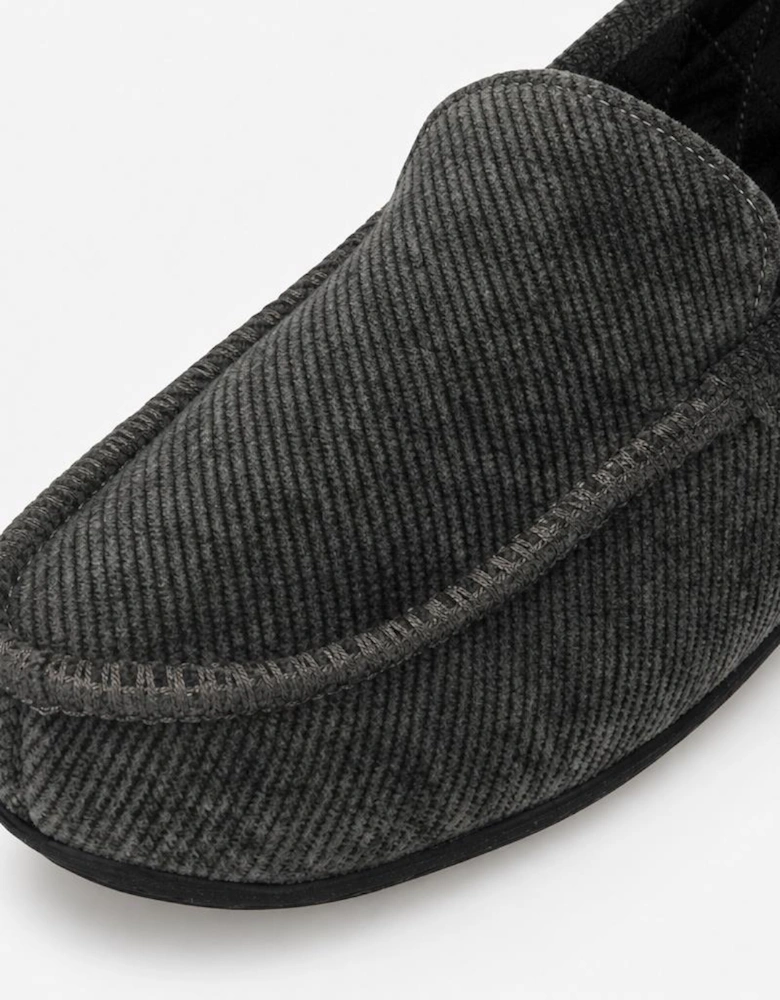Totes Isotoner SOFT CORD MOCCASIN SLIPPER Mens Moccasins Grey