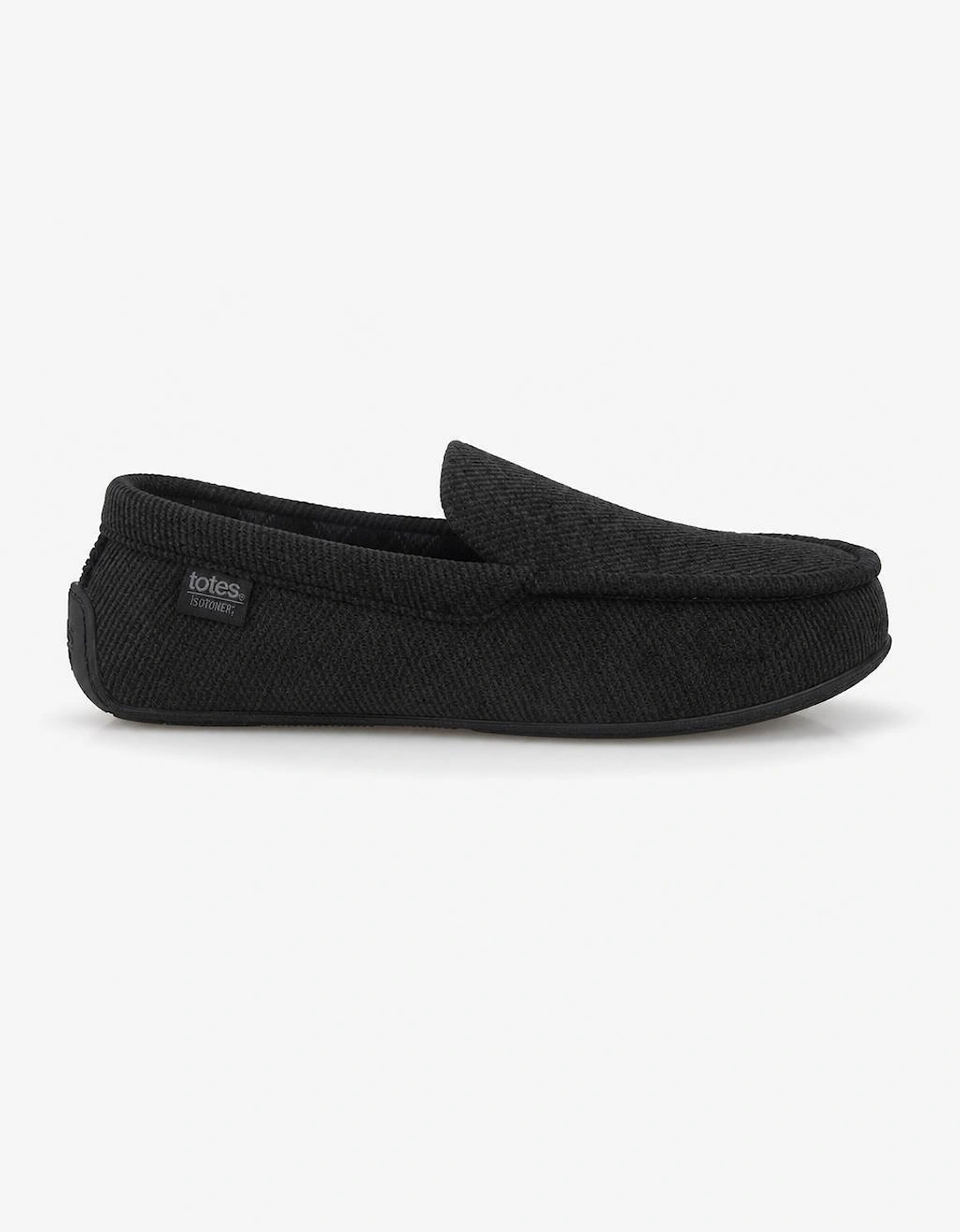 Totes Isotoner SOFT CORD MOCCASIN SLIPPER Mens Moccasins Black