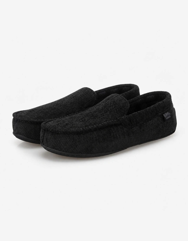 Totes Isotoner SOFT CORD MOCCASIN SLIPPER Mens Moccasins Black