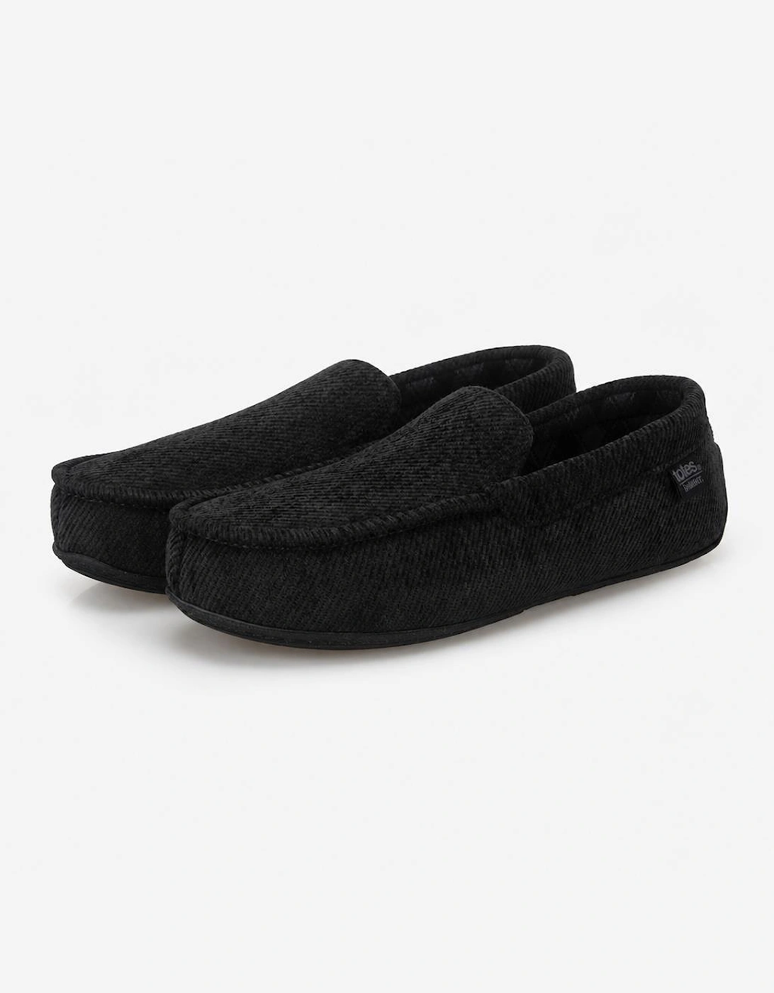 Totes Isotoner SOFT CORD MOCCASIN SLIPPER Mens Moccasins Black