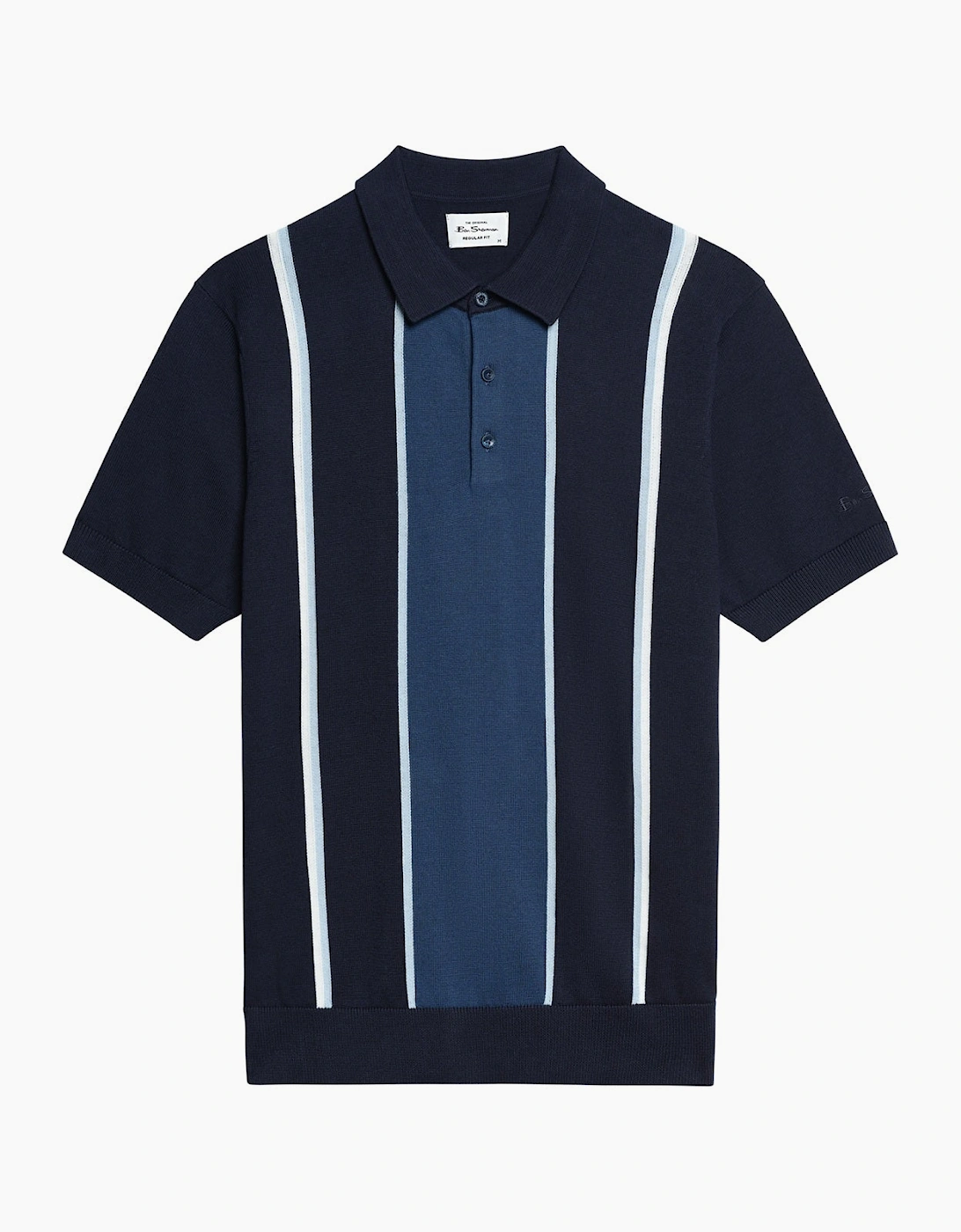 Men's Ben Sherman Mens Mod Stripe Short Sleeve Polo Shirt - Navy - Size: 44