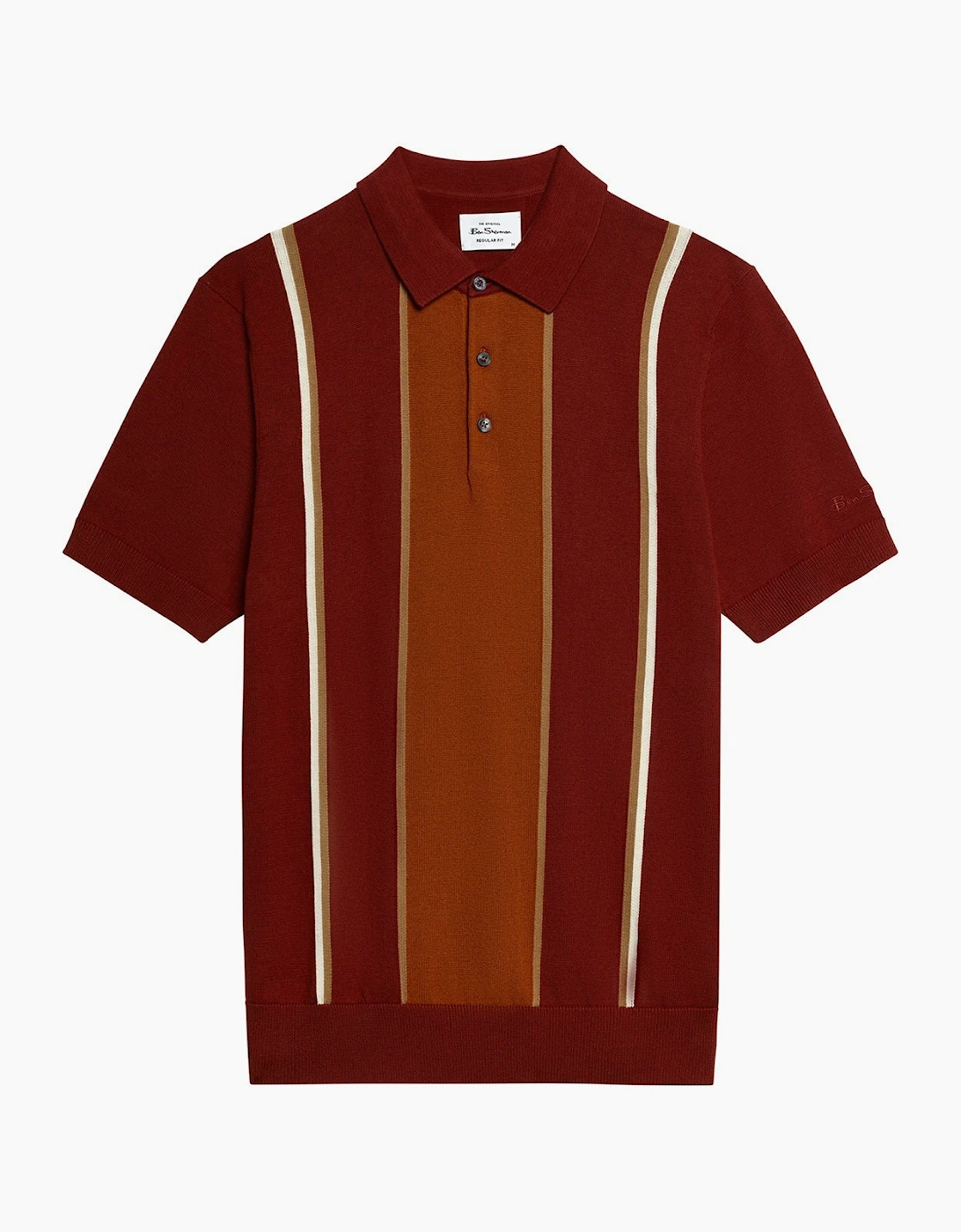 Men's Ben Sherman Mens Mod Stripe Short Sleeve Polo Shirt - Sienna - Size: 42