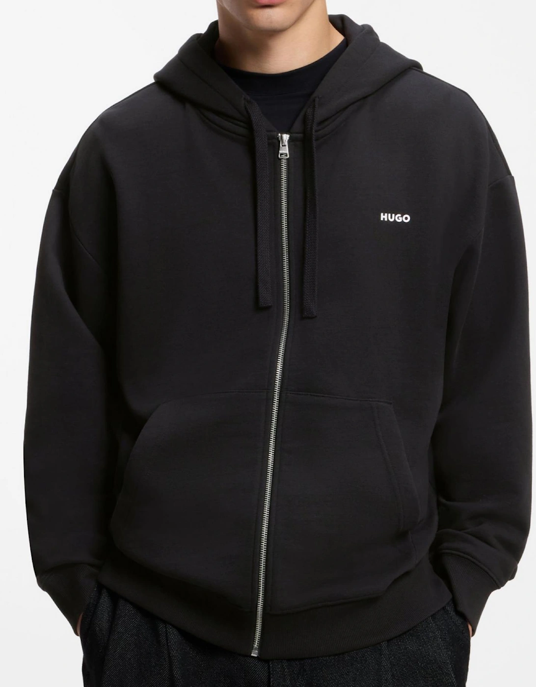 Dapozip Cotton-Terry Zip Up Black Hoodie
