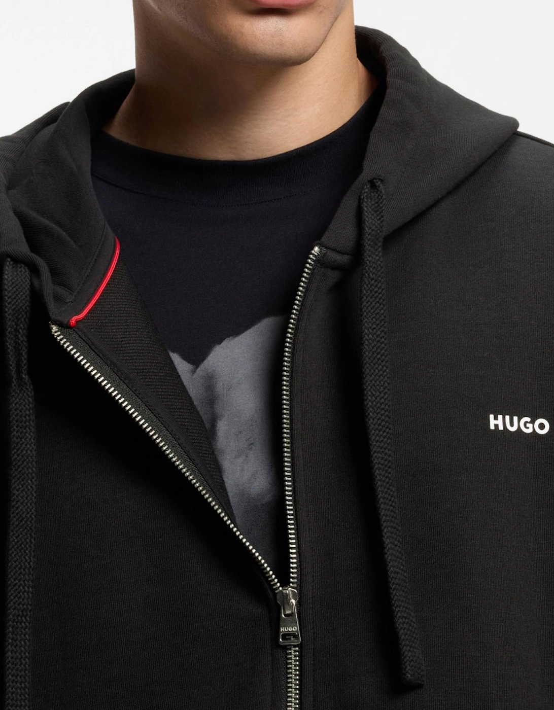 Dapozip Cotton-Terry Zip Up Black Hoodie