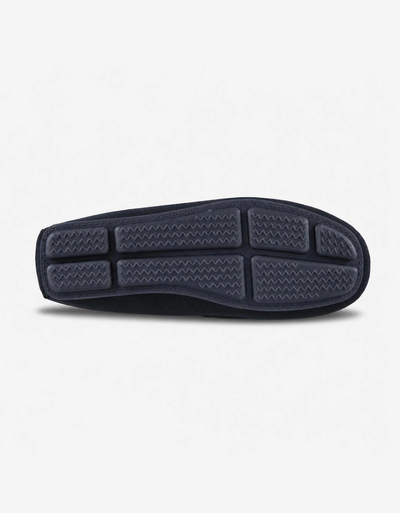 Totes Isotoner HERRINGBONE LINED MOCCASIN Mens Moccasins Navy