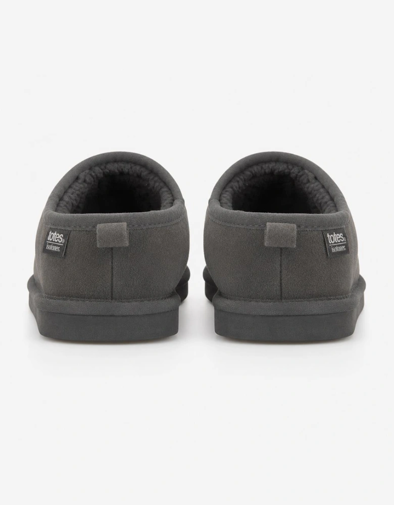 Totes Isotoner BORG LINED SUEDE MULE SLIPPER Mens Mules Grey