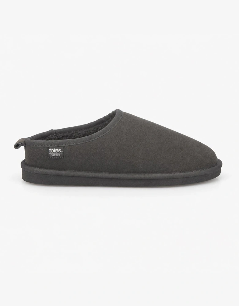 Totes Isotoner BORG LINED SUEDE MULE SLIPPER Mens Mules Grey
