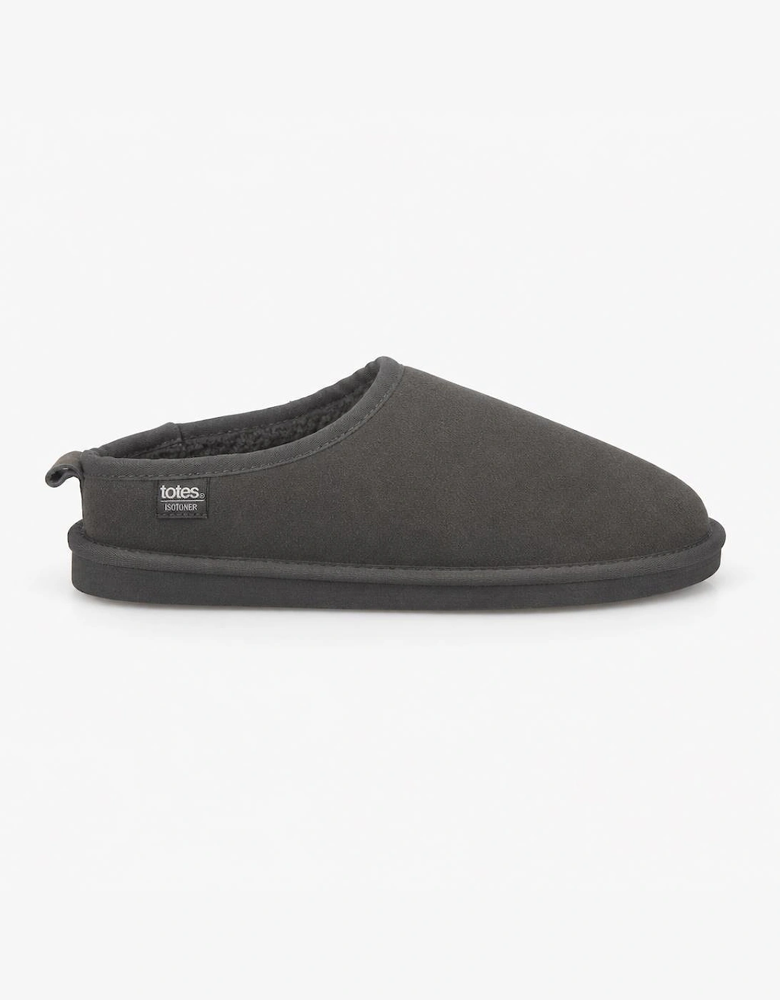 Totes Isotoner BORG LINED SUEDE MULE SLIPPER Mens Mules Grey