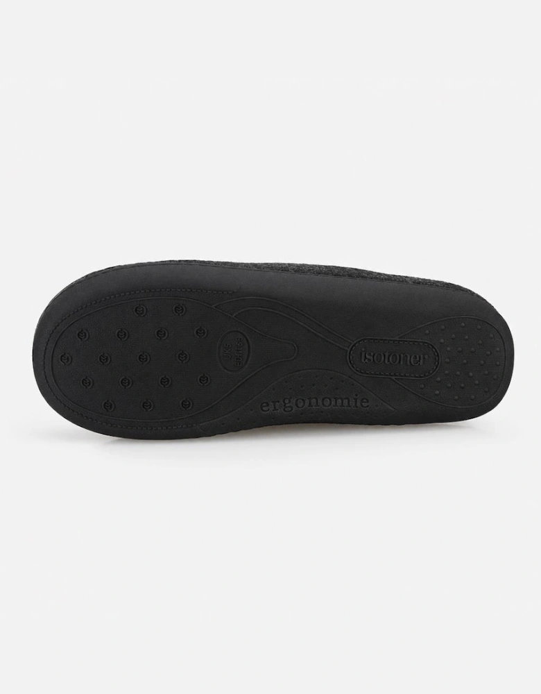 Totes Isotoner FELT FULL BACK SLIPPER WITH PULL TOGGLE Mens Full Slippers Black