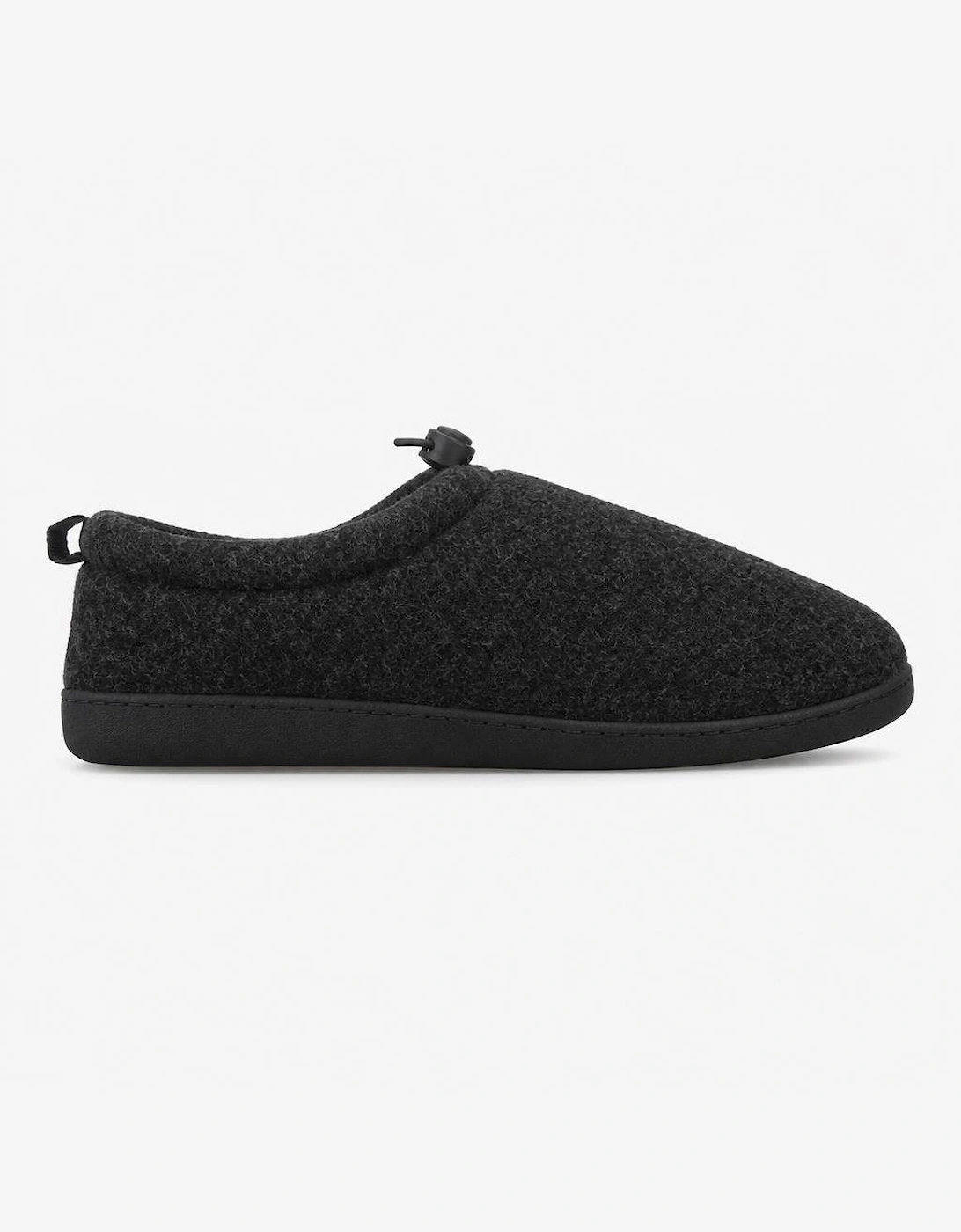 Totes Isotoner FELT FULL BACK SLIPPER WITH PULL TOGGLE Mens Full Slippers Black