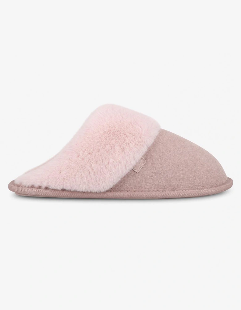 Totes Isotoner SUEDE MULE SLIPPER WITH FUR CUFF Womens Mules Pink