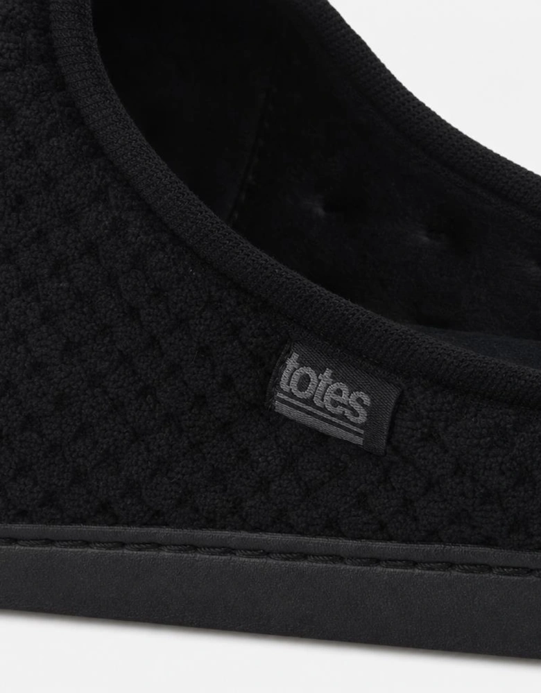 Totes Isotoner SWEPT BACK POPCORN MULE SLIPPER Mens Mules Black