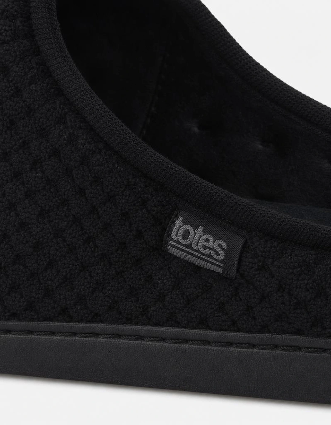 Totes Isotoner SWEPT BACK POPCORN MULE SLIPPER Mens Mules Black
