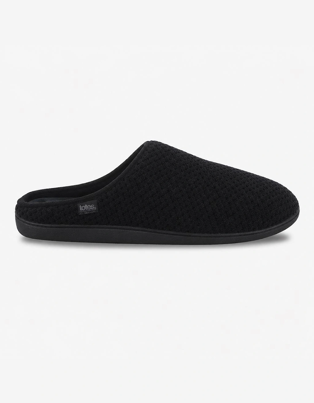 Totes Isotoner SWEPT BACK POPCORN MULE SLIPPER Mens Mules Black