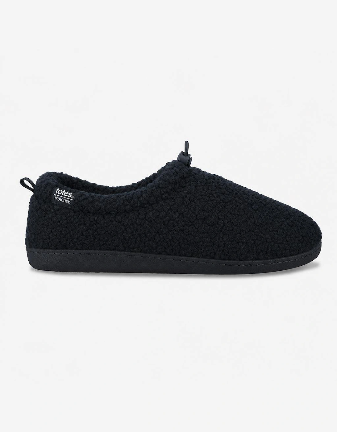 Totes Isotoner BORG FULL BACK SLIPPER WITH PULL TOGGLE Mens Full Slippers Navy