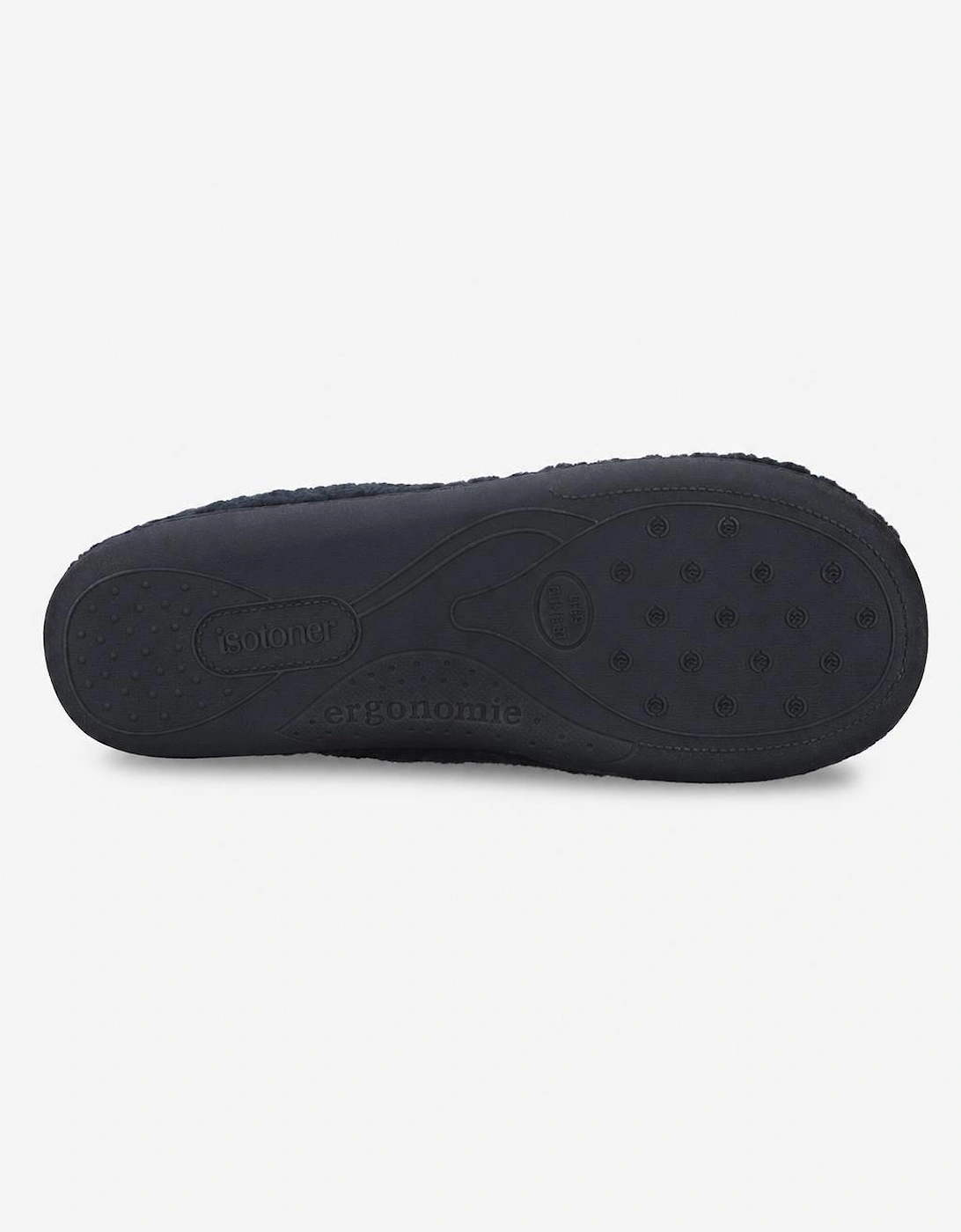 Totes Isotoner BORG FULL BACK SLIPPER WITH PULL TOGGLE Mens Full Slippers Navy