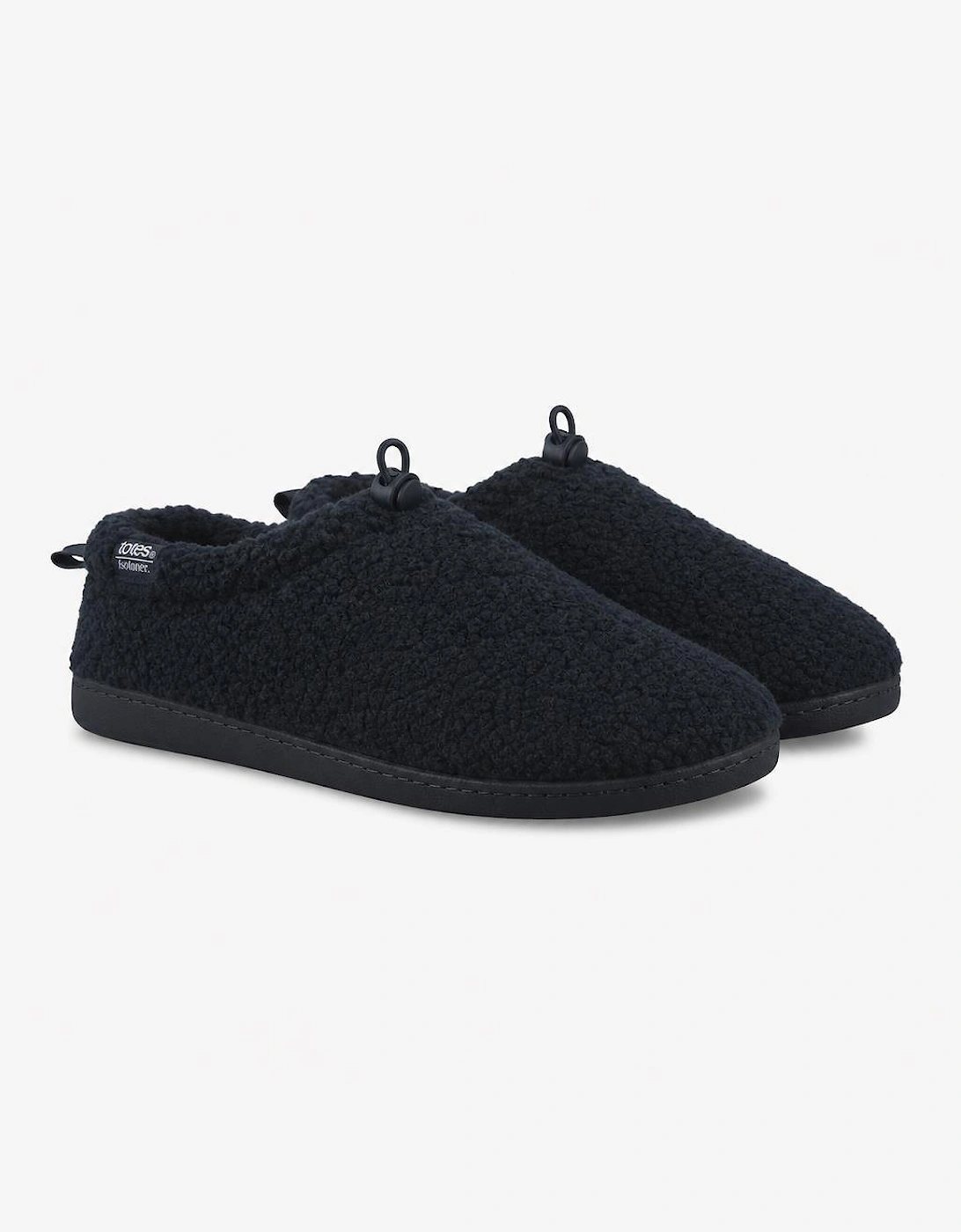 Totes Isotoner BORG FULL BACK SLIPPER WITH PULL TOGGLE Mens Full Slippers Navy