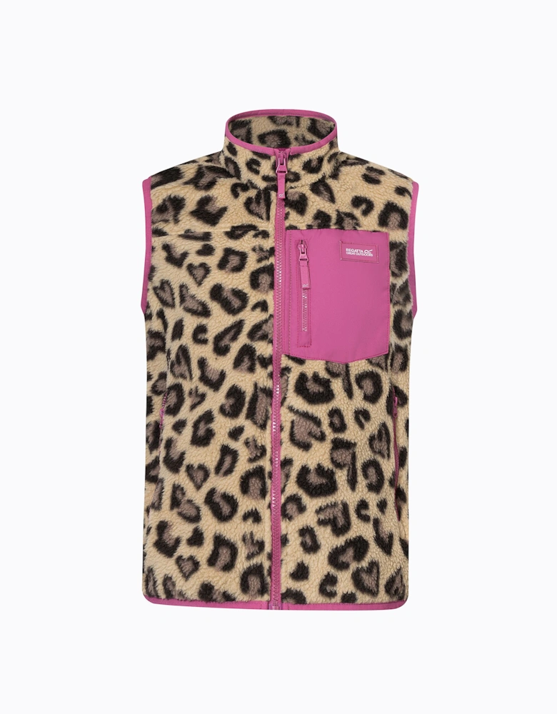 Regatta Childrens/Kids Frankie Leopard Print Fleece Body Warmer