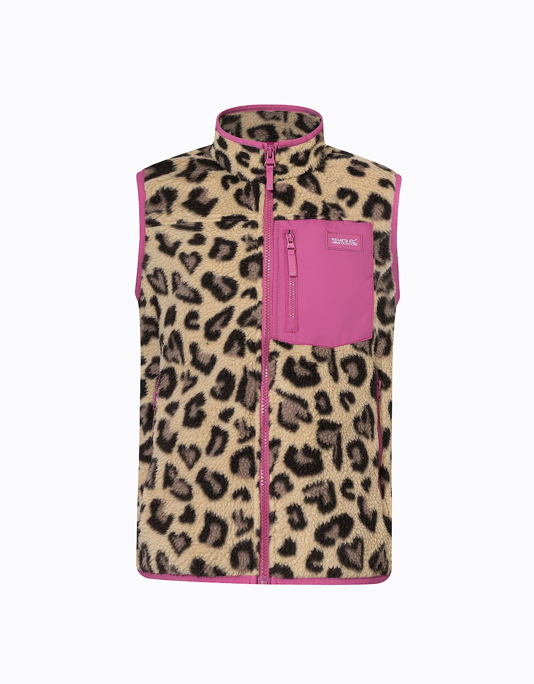 Joom Regatta Girls Beige Childrens/Kids Frankie Leopard Print Fleece Body Warmer Cm - Image 4
