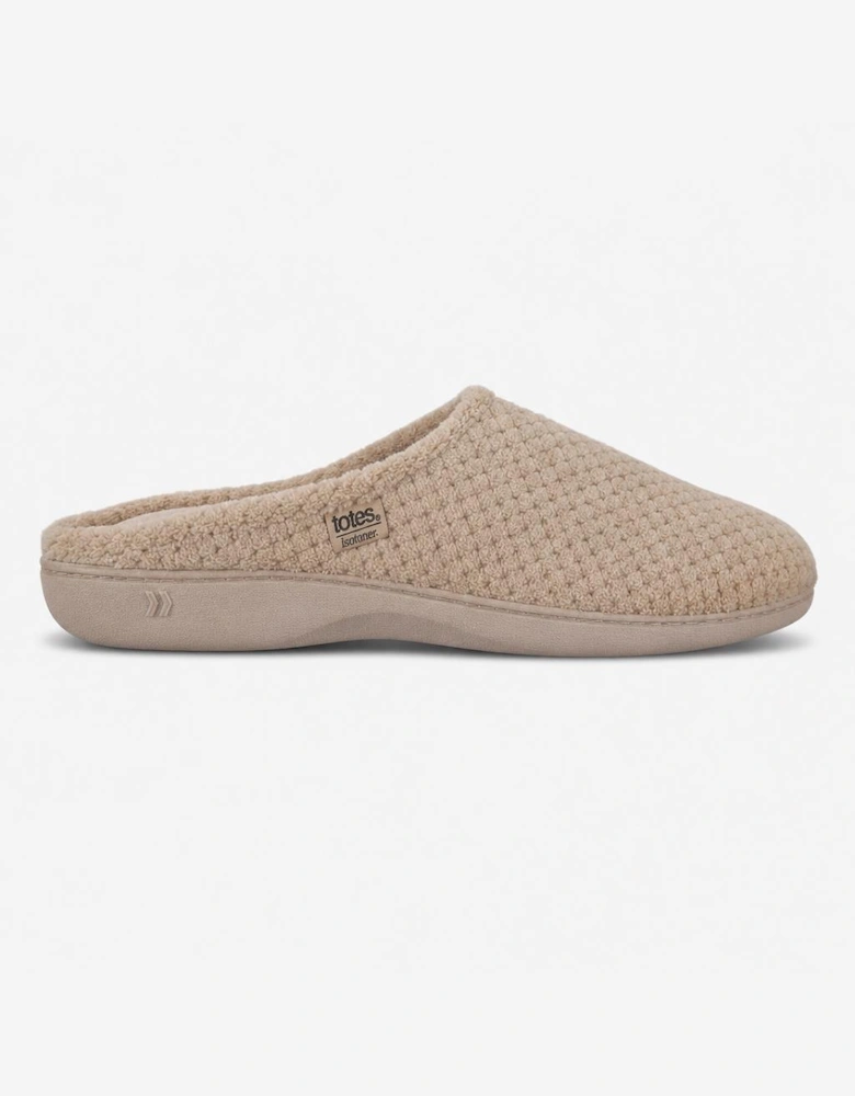 Totes Isotoner POPCORN TERRY MULE SLIPPER Womens Mules Light Brown