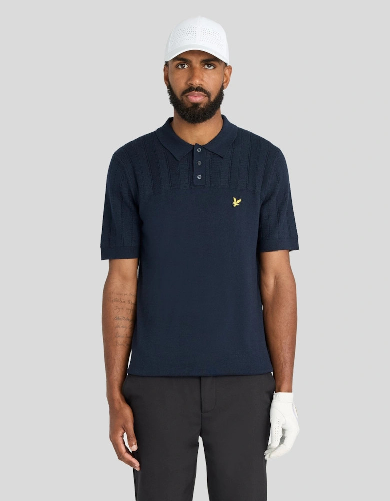 Texture Block Knitted Polo Shirt