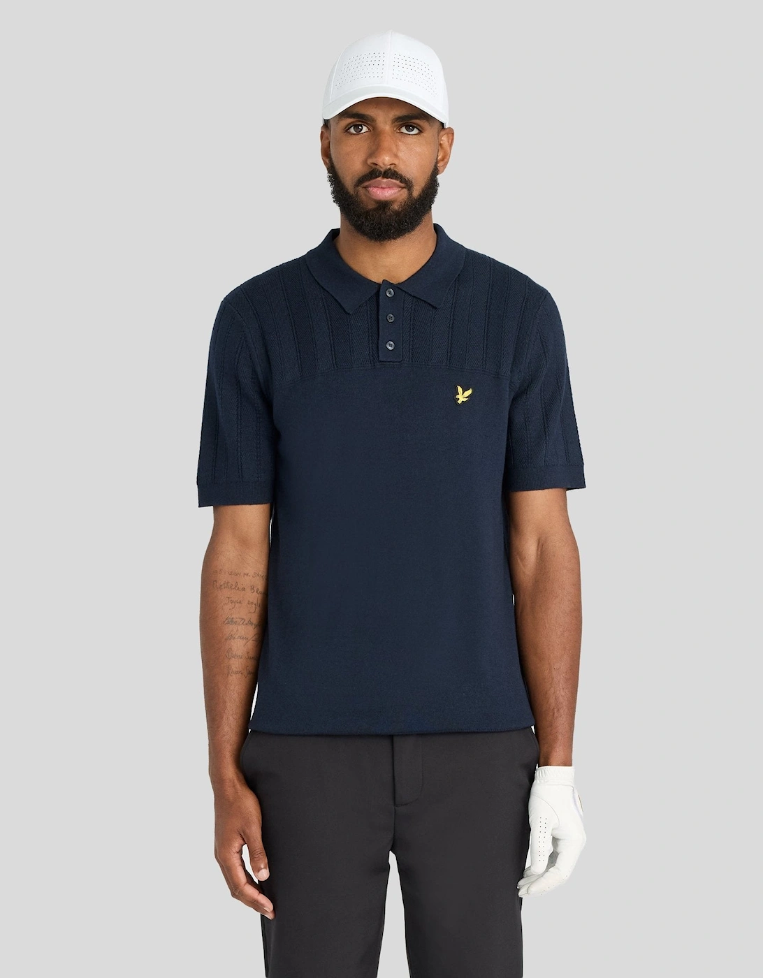 Texture Block Knitted Polo Shirt