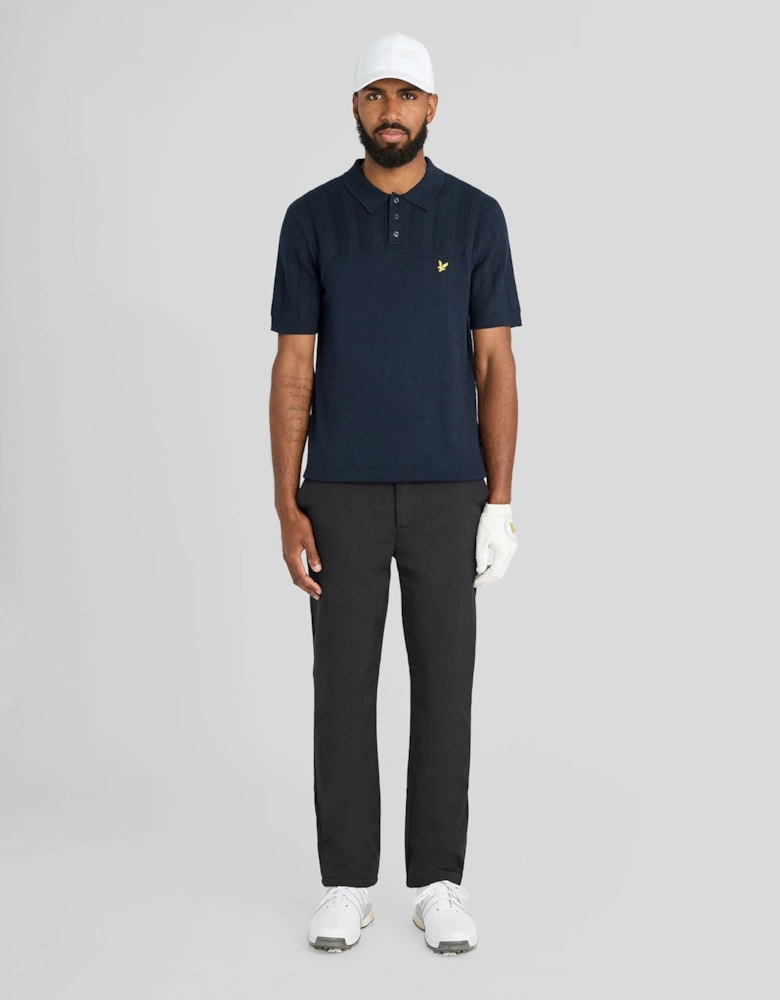 Texture Block Knitted Polo Shirt