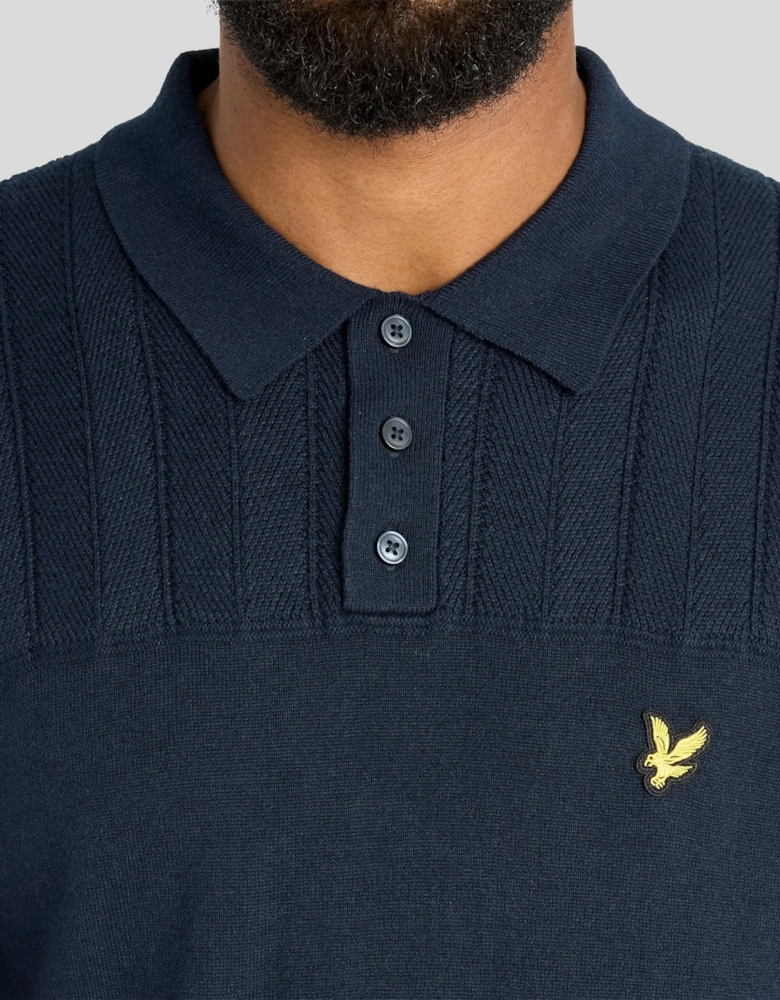 Texture Block Knitted Polo Shirt