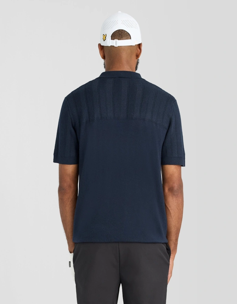 Texture Block Knitted Polo Shirt
