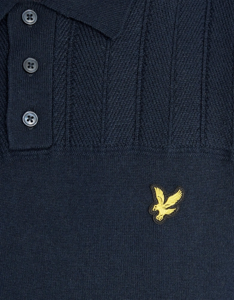 Texture Block Knitted Polo Shirt