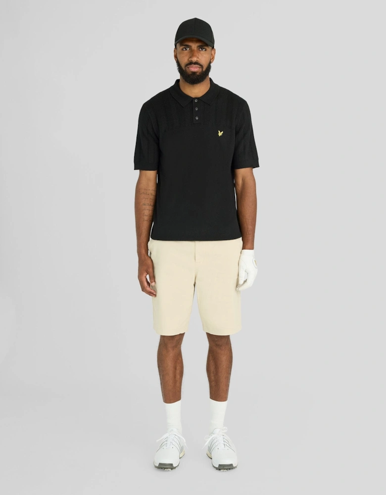Texture Block Knitted Polo Shirt