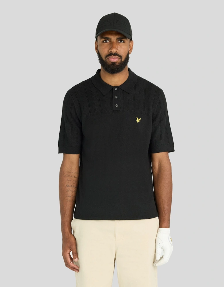 Texture Block Knitted Polo Shirt