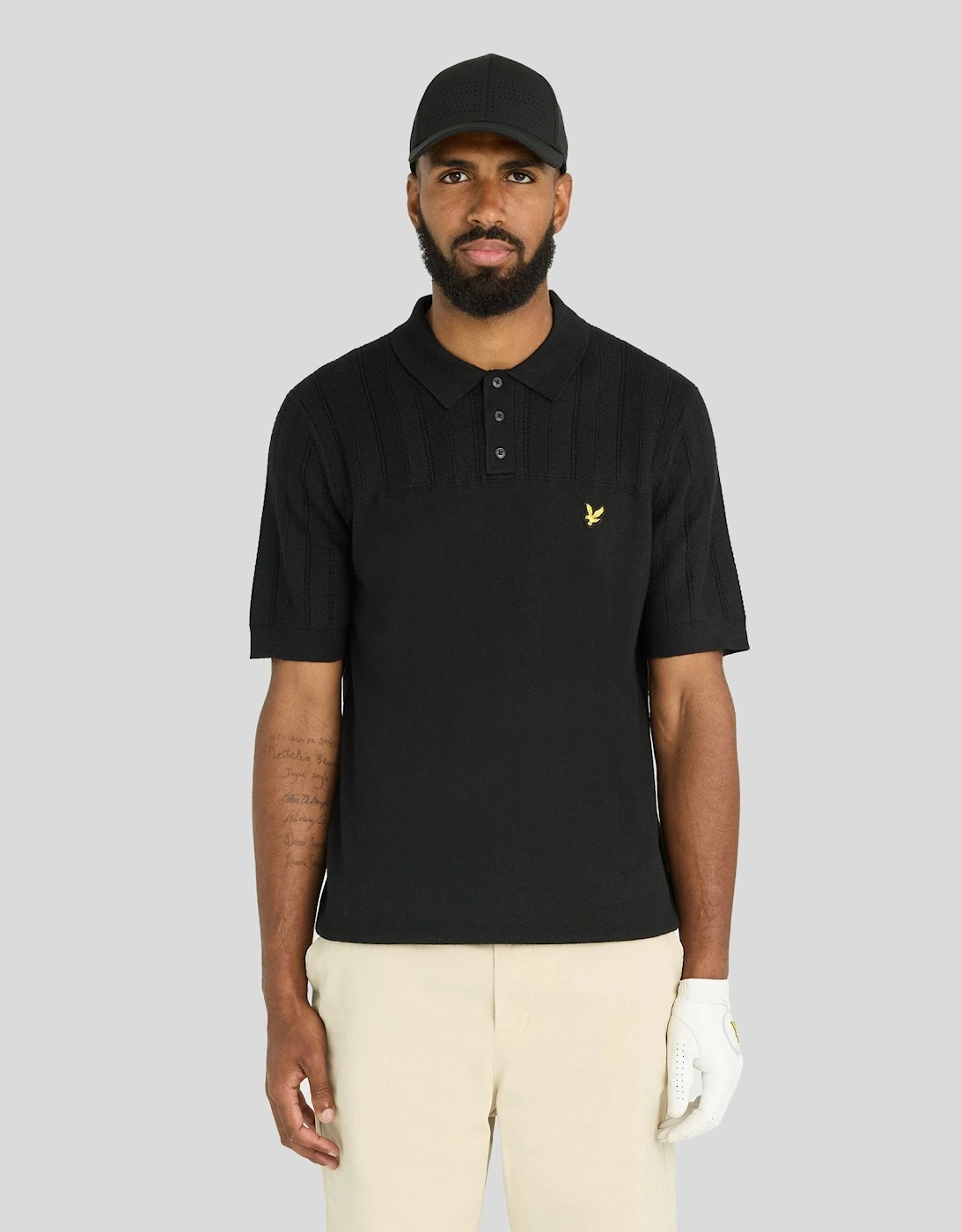 Texture Block Knitted Polo Shirt