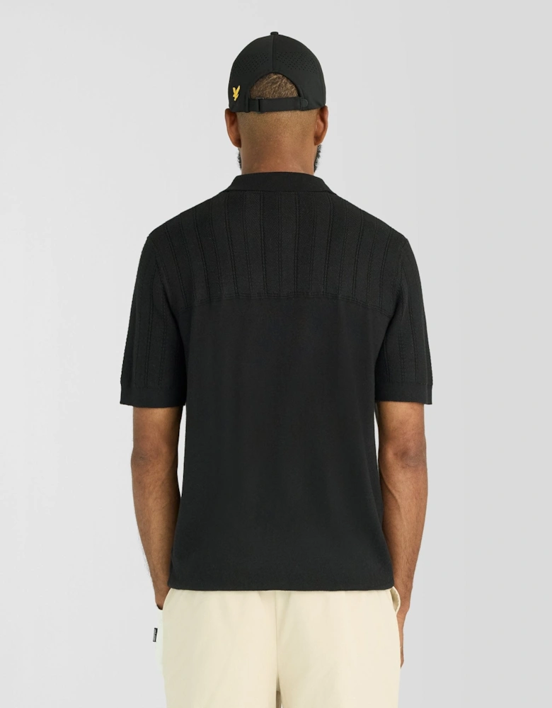 Texture Block Knitted Polo Shirt