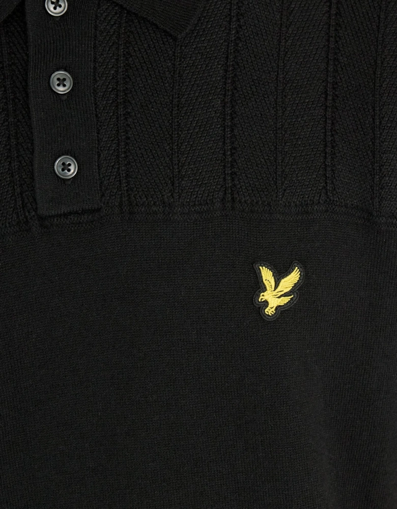 Texture Block Knitted Polo Shirt