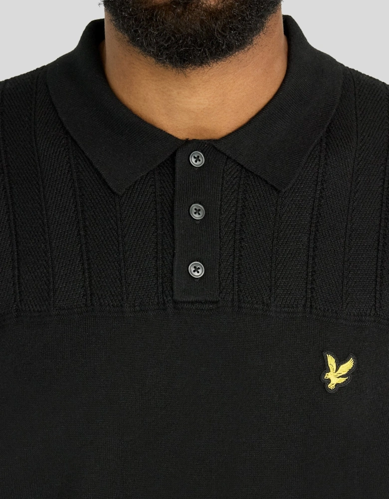 Texture Block Knitted Polo Shirt